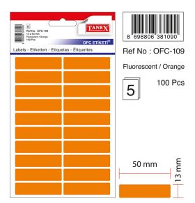 Etichete Autoadezive Color, 13 X 50 Mm, 100 Buc/set, Tanex - Orange Fluorescent