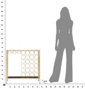Consola cu suport pentru sticle, Mauro Ferretti, 76x30x75 cm, fier, auriu/negru