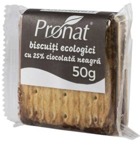 Biscuiti cu 25% ciocolata neagra - eco-bio 50g - Pronat