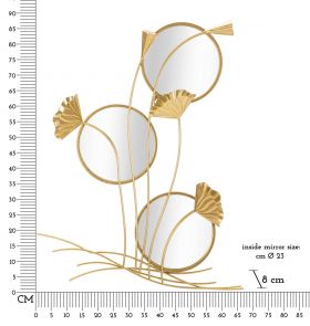 Oglinda decorativa Triple Flow, Mauro Ferretti, 65 x 88 cm, fier/MDF, auriu