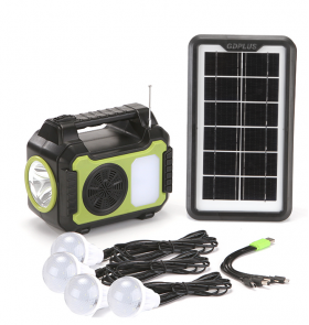 Kit solar GD-8071 dotat cu dispozitive USB cu 4 becuri si Radio