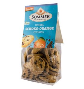 Biscuiti din grau spelta cu ciocolata amaruie si ulei de portocale, Demeter, eco-bio, 150g - Sommer