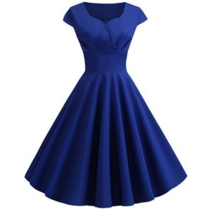 Rochie retro de dama eleganta albastru L