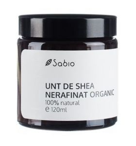 Unt de Shea nerafinat organic, 120ml, Sabio