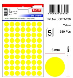 Etichete Autoadezive Color, D13 Mm, 350 Buc/set, Tanex - Galben