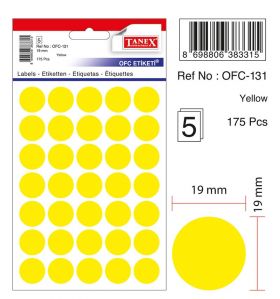 Etichete Autoadezive Color, D19 Mm, 175 Buc/set, Tanex - Galben