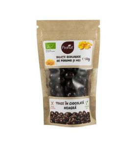 Bilute de porumb si mei trase in ciocolata neagra - eco-bio 50g - Pronat