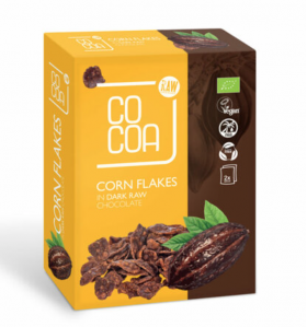 Fulgi de porumb in ciocolata neagra raw, cocos, eco-bio, 200g - Cocoa