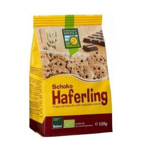 Biscuiti crocanti din ovaz cu bucatele de ciocolata,Eco-Bio ,125g - Haferling