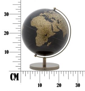 Decoratiune Globe, Mauro Ferretti, 25x25x34 cm, plastic, negru/auriu