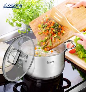 Set de gatit 6 piese, cu manere pliabile, Cooking by Heinner, Milena, inox, gri