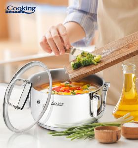 Set de gatit 6 piese, cu manere pliabile, Cooking by Heinner, Milena, inox, gri