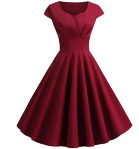 Rochie retro de dama eleganta burgundy L