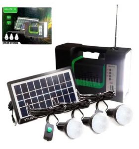 Kit solar GD-Lite 10 dotat cu dispozitive USB cu 3 becuri LED + Acumulator de mare capacitate + RADIO XL