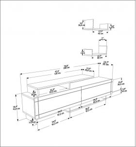 Comoda TV, Zena Home, Tammy, 180x54x36.8 cm, PAL, Alb / Stejar / Antracit