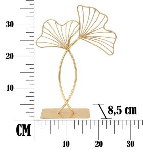 Decoratiune Double Leaves, Mauro Ferretti, 25x8.5x35 cm, fier, auriu