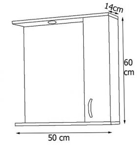 Oglinda baie GN0001 cu dulap - 50 cm Alb