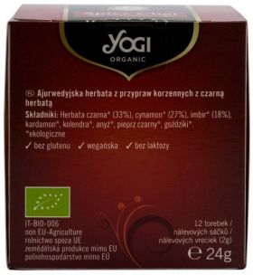Ceai cu mirodenii, ceai negru, scortisoara, ghimbir, 12 plicuri - eco-bio 24g - Yogi Tea