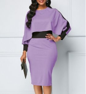 Rochie eleganta cu maneci lungi lavanda 3XL