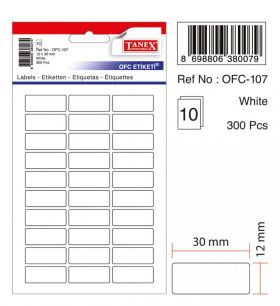 Etichete Autoadezive Albe, 12 X 30 Mm, 300 Buc/set, Tanex