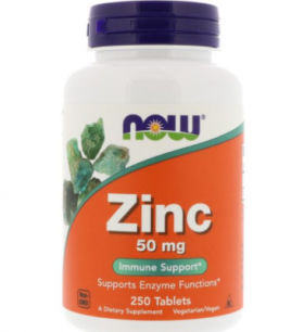 Now Zinc 50 mg 250 tablets