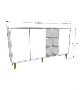 Consola, Kalune Design, Stil, 160x87x40 cm, Pâslă / Alb