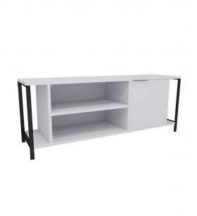 Comoda TV, Kalune Design, Bond, 120x54x30 cm, Alb/Negru