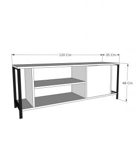 Comoda TV, Kalune Design, Bond, 120x54x30 cm, Alb/Negru