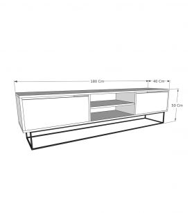 Comoda TV, Kalune Design, Escape 180, 180x50x40 cm, Maro închis/Negru