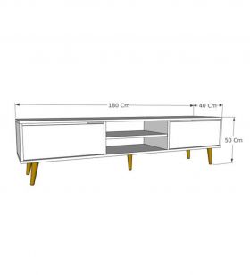 Comoda TV, Kalune Design, Kraf 180, 180x50x40 cm, Pâslă / Alb