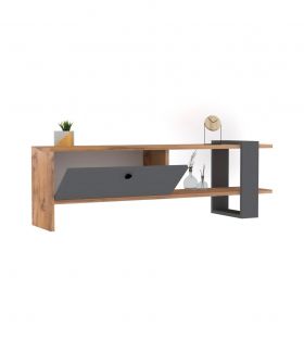 Comoda TV Ova, Puqa Design, 120x25x36.8 cm, antracit/natural