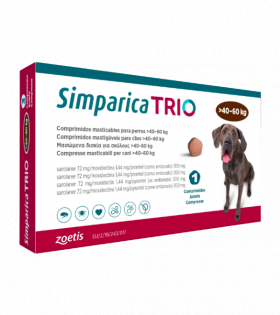 Simparica Trio Caini 72 mg (40.1 - 60 kg) Deparazitare interna si externa, 3 x comprimate masticabile