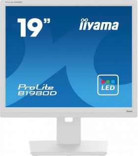 iiyama IIYAMA B1980D-W5 19inch WHITE TN-panel 1280x1024 13cm Height Adj. Stand Pivot VGA DVI 250cd/m 5ms (B1980D-W5)