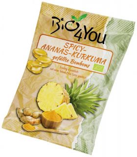 Bomboane Eco-bio Usor Picante Cu Ananas Si Curcuma, 75g BIO4YOU