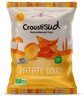 Chipsuri bio din cartofi dulci fara sare, 100g, Crostisud