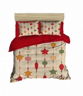 Lenjerie de pat dubla Xmas-454 Pearl Home, 3 piese, amestec bumbac, multicolor