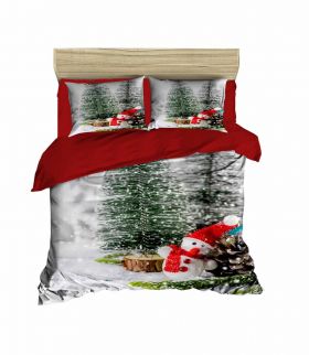 Lenjerie de pat dubla Xmas-424, Pearl Home, 3 piese, amestec bumbac, multicolor