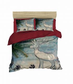 Lenjerie de pat dubla Xmas-436, Pearl Home, 3 piese, amestec bumbac, multicolor