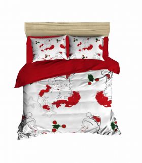 Lenjerie de pat dubla Xmas-448 Pearl Home, 3 piese, amestec bumbac, multicolor