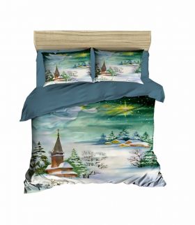 Lenjerie de pat dubla Xmas-425, Pearl Home, 3 piese, amestec bumbac, multicolor