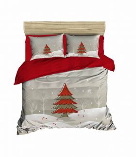 Lenjerie de pat dubla Xmas-444 Pearl Home, 3 piese, amestec bumbac, multicolor