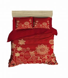 Lenjerie de pat dubla Xmas-464 Pearl Home, 3 piese, amestec bumbac, multicolor