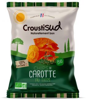 Chipsuri bio din morcovi cu cimbru fara sare, 70g, Croustisud