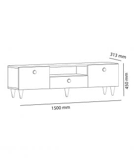 Comoda TV Cavelli, Arnetti, 150 x 31.3 x 45 cm, walnut/negru