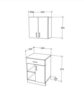 Set Bucatarie Berna, Antracit/Alb, L 60 cm