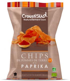 Chipsuri bio din cartofi cu boia, 100g, Croustisud