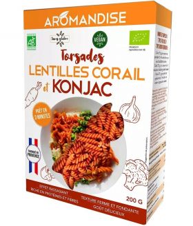 Paste fusilli din linte coral si konjac, eco-bio, 200g - Aromandise