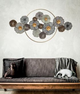 Decoratiune de perete 3D Flower Circle, Mauro Ferretti, 155x85 cm, fier