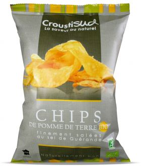 Chipsuri bio din cartofi cu sare de mare, 100g, Croustisud