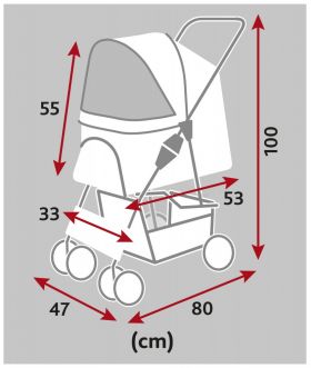 Carucior Buggy Pana La 15kg, 4 Roti, 47 x 100 x 80 cm, 28959